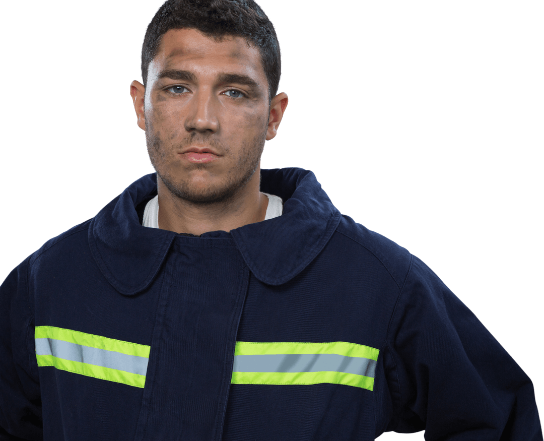 Transparent Image of Firefighter in Reflective Uniform