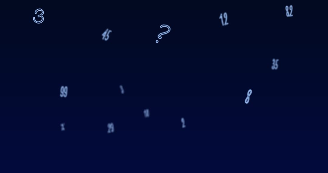 Floating Random Numbers Against Dark Blue Night Sky