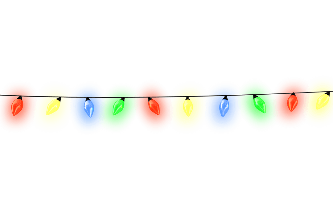 Transparent Colorful Christmas Lights on Wire in a Row