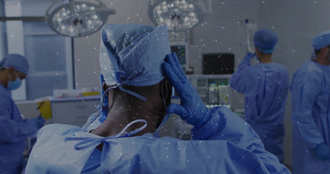 Surgeon Preparing for Operation with Digital Integration in OR