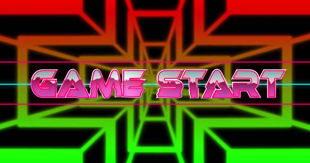 Retro Arcade Game Start Graphic with Neon Colors
