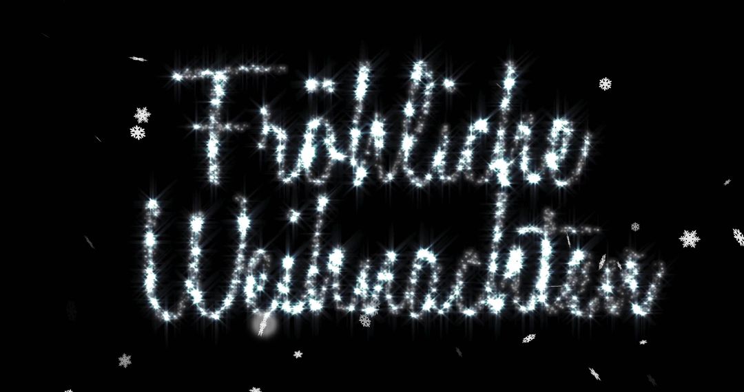 Sparkling Frohe Weihnachten with Falling Snowflakes