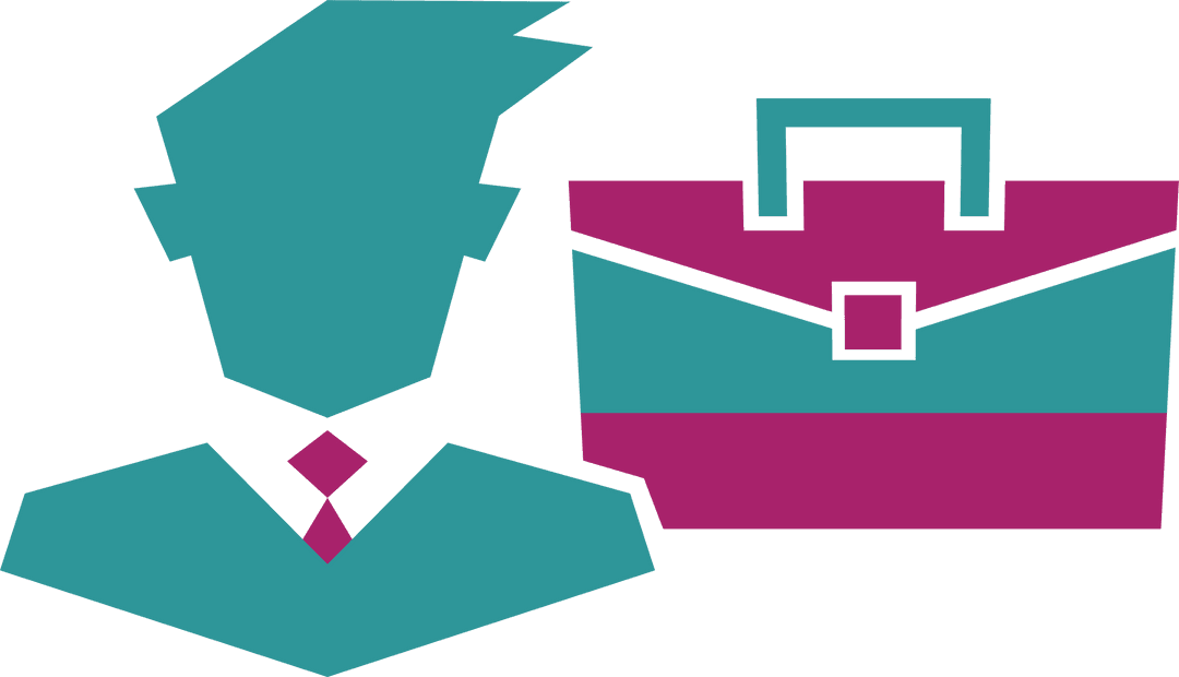 Transparent Blue Businessman with Suitcase Icon