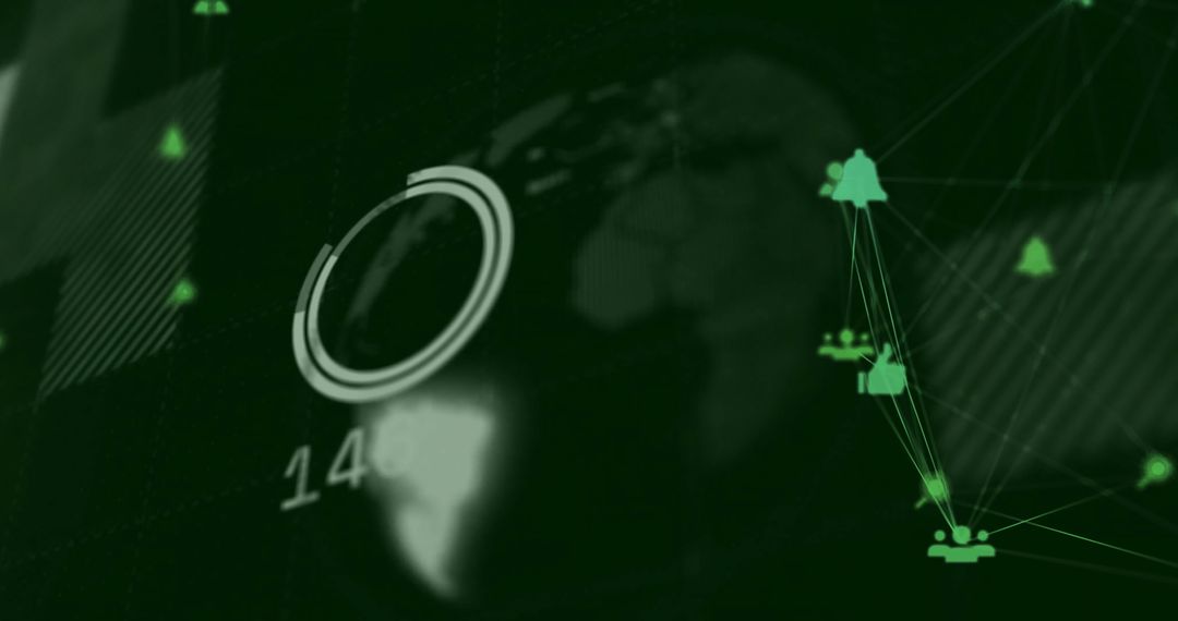 Abstract Digital Network Interface with Globe and Data Overlay