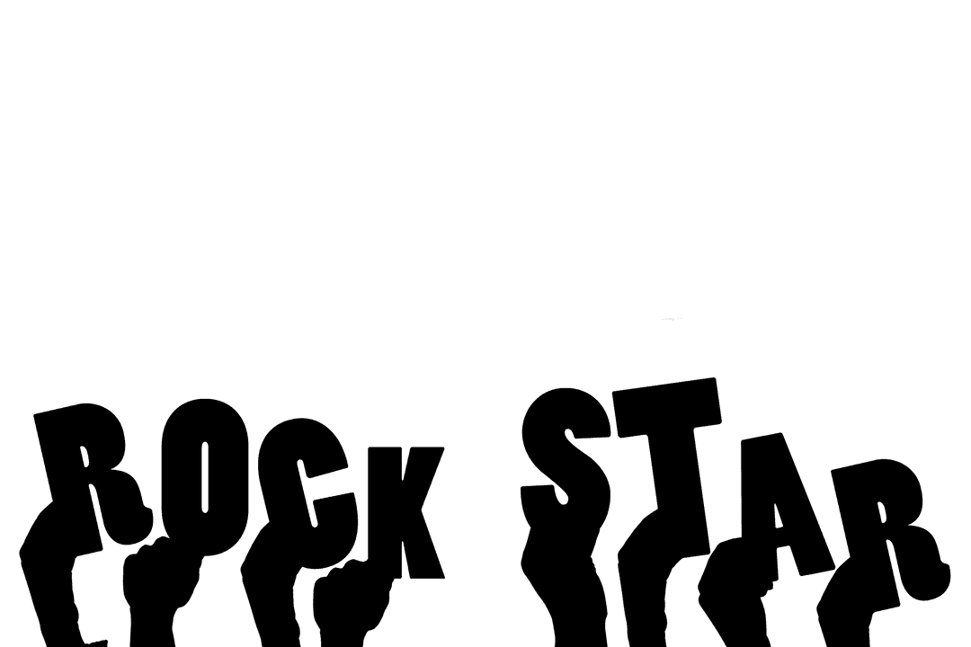 Transparent Rock Star Text Design with Hands Detail