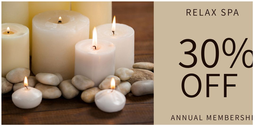 Spa Membership Discount with Tranquil Candles and Stones