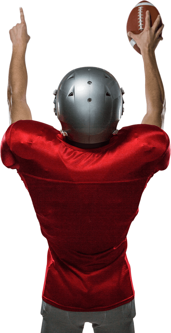 Transparent Rear View American Football Player Celebrating Touchdown