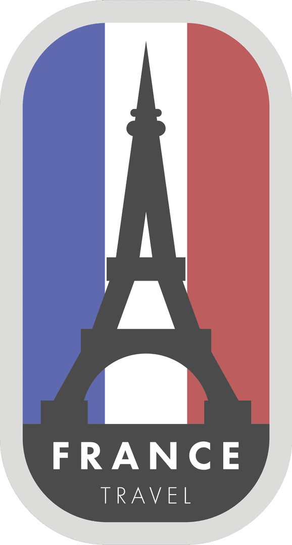 France Travel Vector with Eiffel Tower on Transparent Background