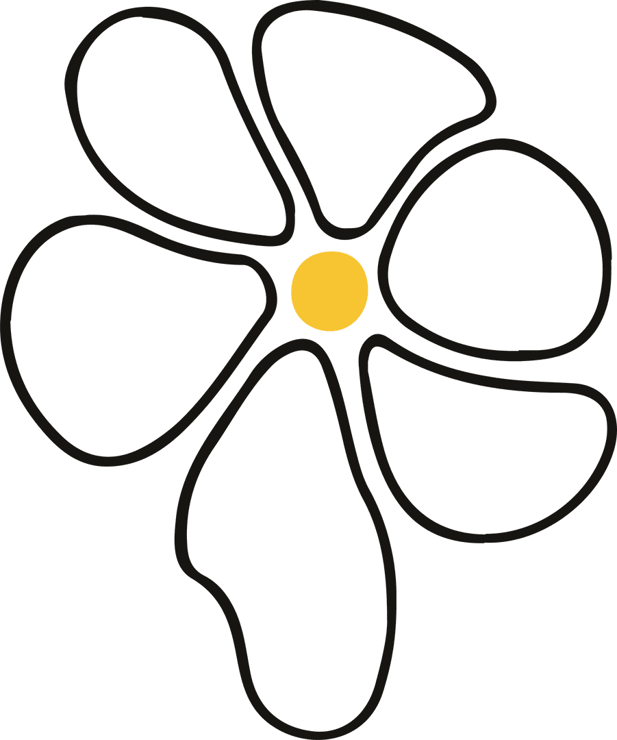 Minimalist Hand-Drawn Flower Icon on Transparent Background