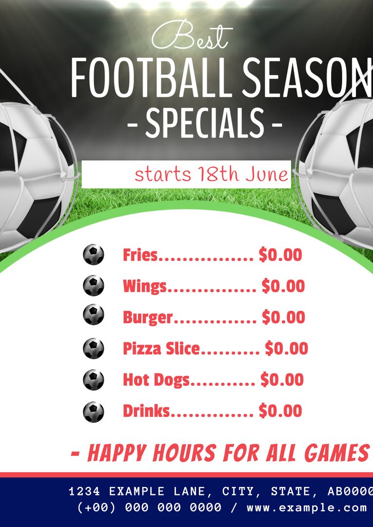 Football Season Specials Menu Template with Sports Theme - Download Free Stock Templates Pikwizard.com