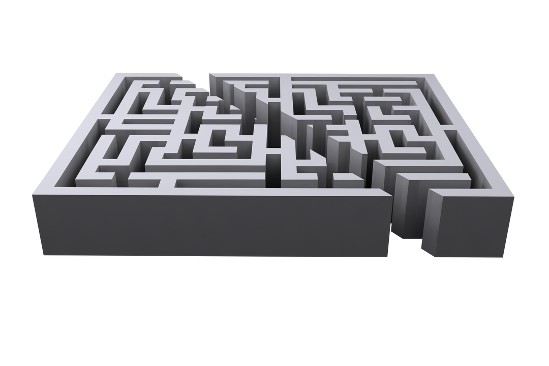 Diagonal Pathway Through Grey 3D Maze on Transparent Background - Download Free Stock Images Pikwizard.com