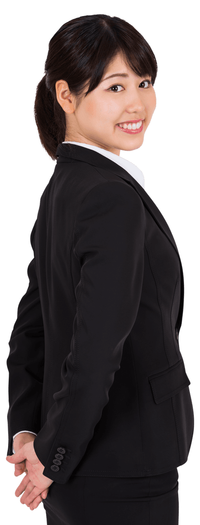 Confident Asian Businesswoman Smiling With Professional Aura on Transparent Background