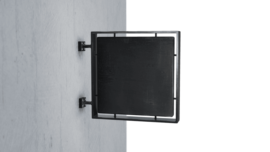 Wall-mounted square sign on transparent background