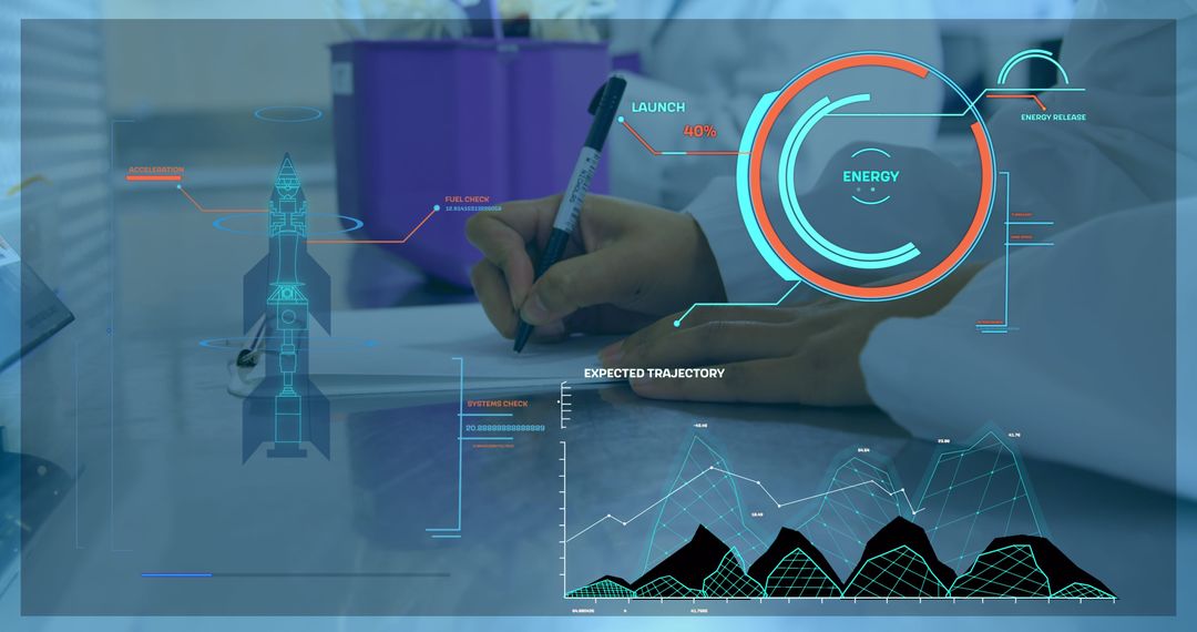 Doctor Analyzing Data with Futuristic Digital Interface Overlay