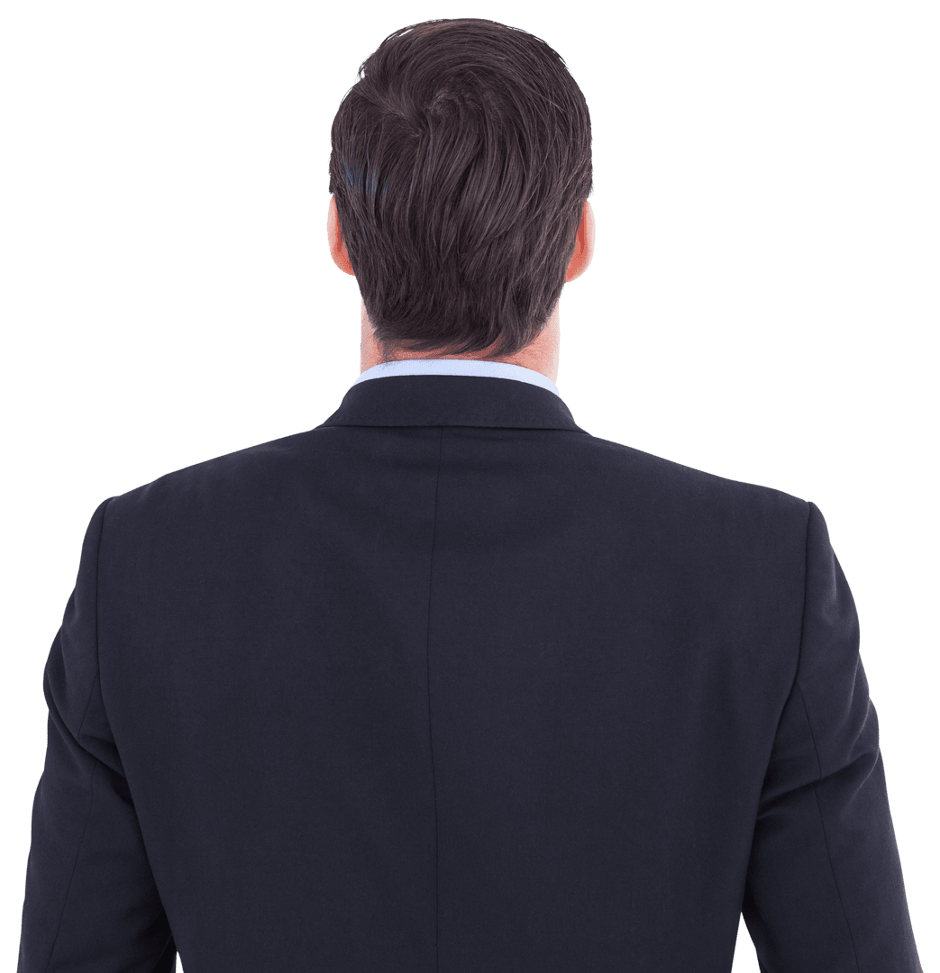 Transparent Rear View of Businessman in Suit
