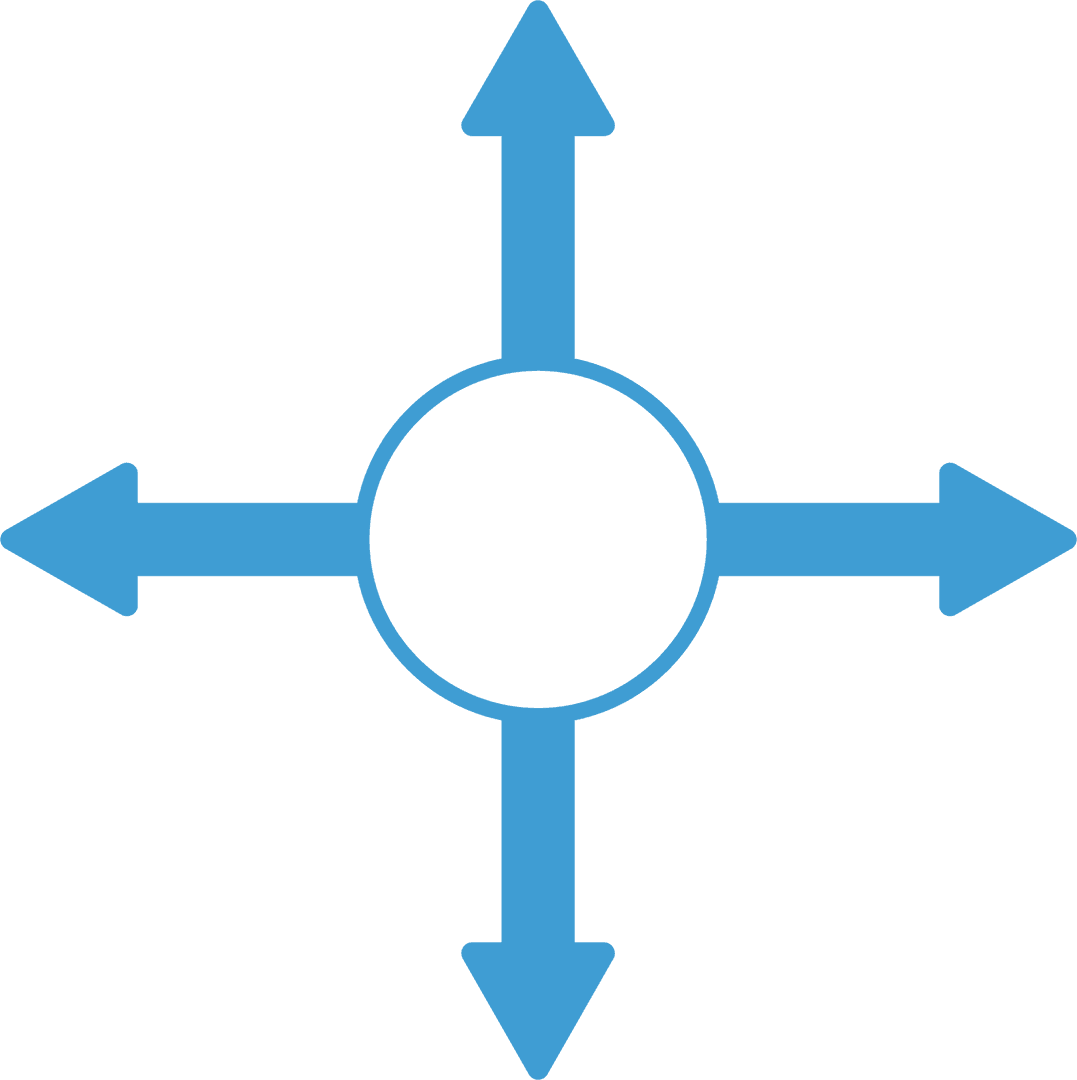 Blue Circle with Arrows on Transparent Background