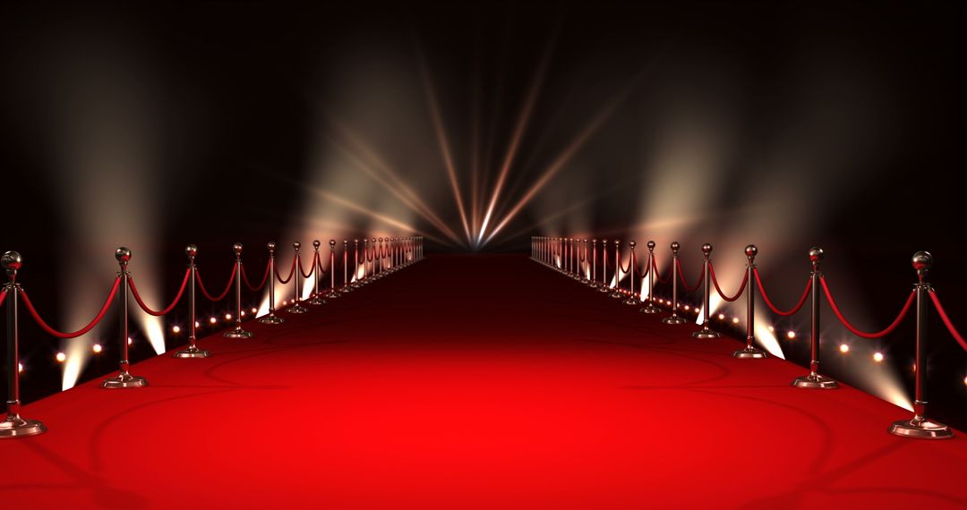 Illuminated Red Carpet with Spotlights in Dark Venue - Free Images, Stock Photos and Pictures on Pikwizard.com