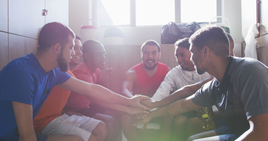 Diverse Athletes Showing Team Spirit in Locker Room - Free Images, Stock Photos and Pictures on Pikwizard.com