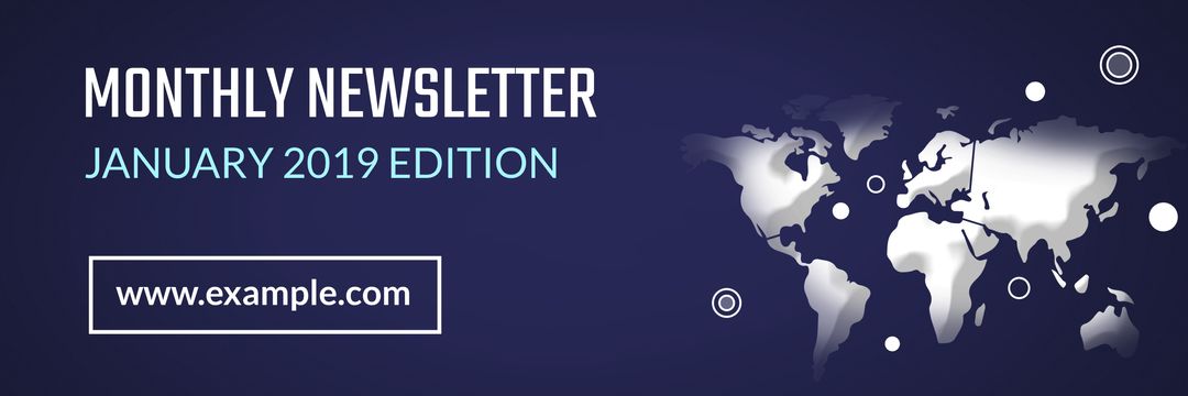 Newsletter background banner with world map illustration