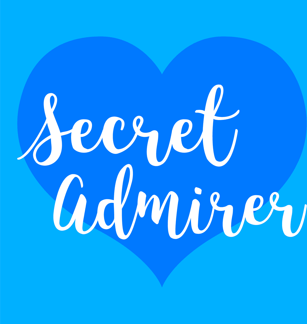 Transparent Blue Heart with Secret Admirer Text for Romance Template