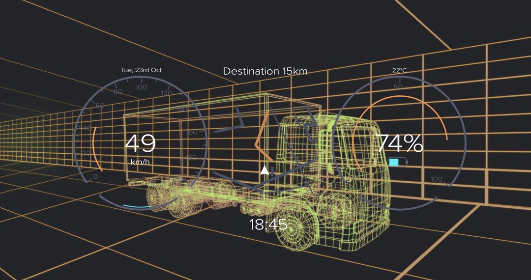 Digital Interface Showing Truck Data with Futuristic HUD - Free Images, Stock Photos and Pictures on Pikwizard.com