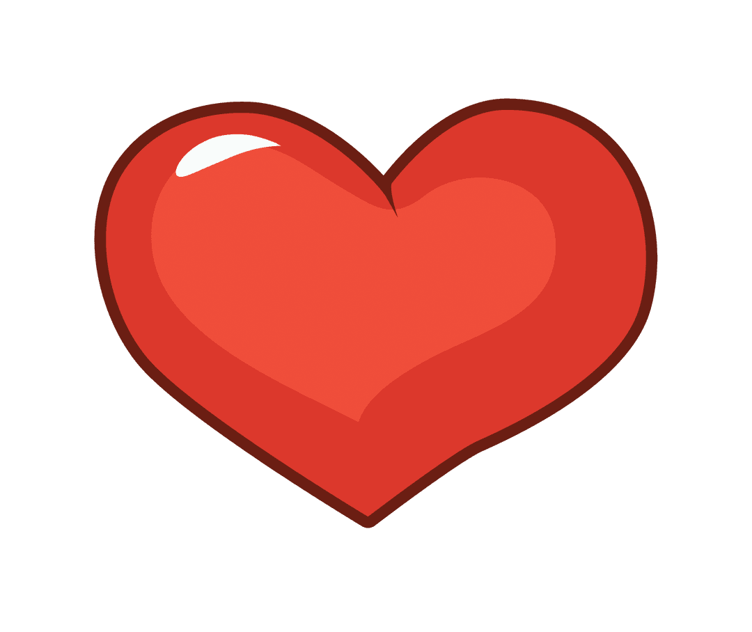 Glossy Red Heart Illustration on Transparent Background