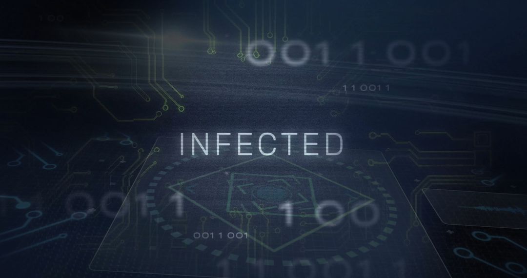 Cybersecurity Warning Display Showing Infected Label on Digital Interface