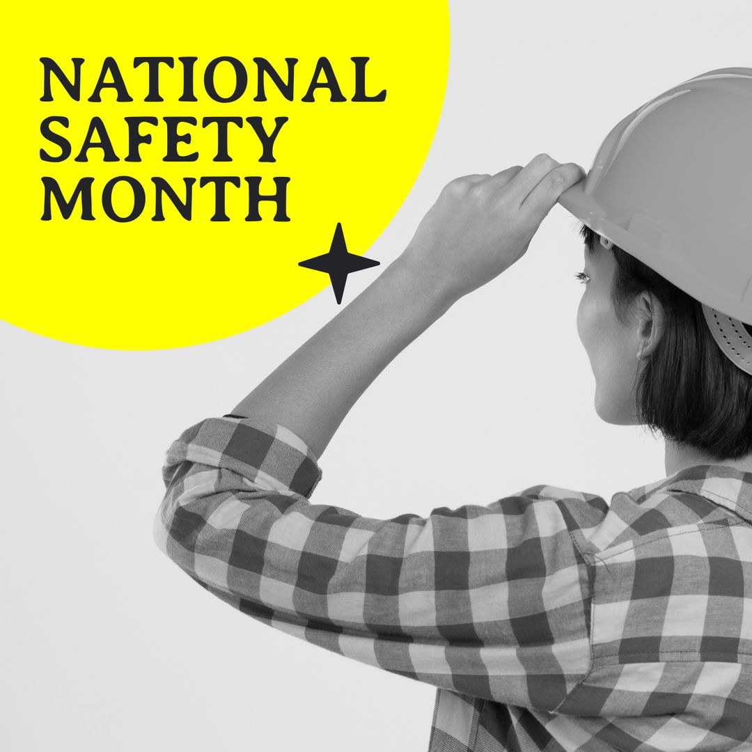 National Safety Month Awareness Woman Wearing Safety Helmet - Download Free Stock Templates Pikwizard.com