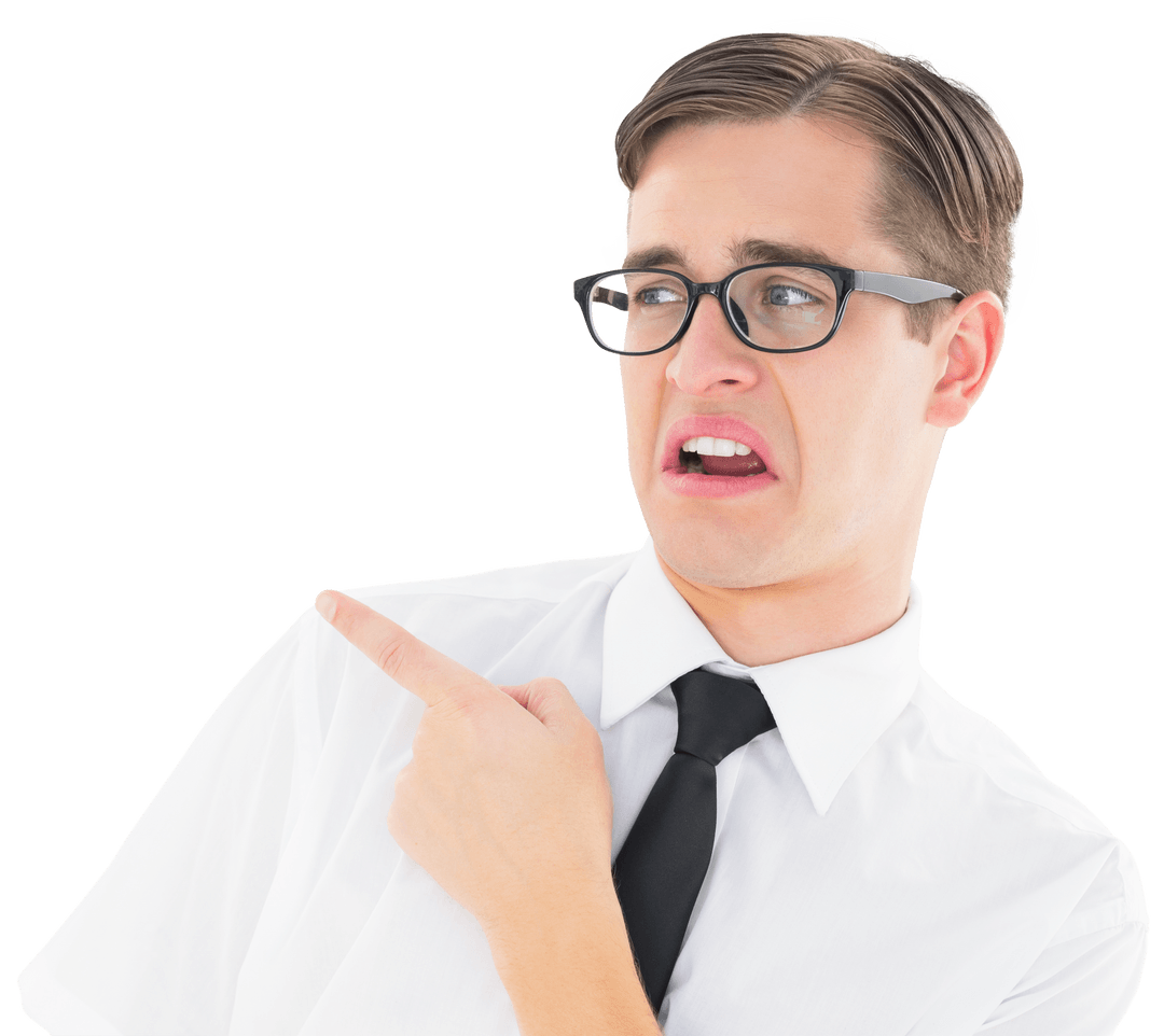 Geeky Hipster Displaying Disgust Through Contorted Facial Expression - Download Free Stock Images Pikwizard.com