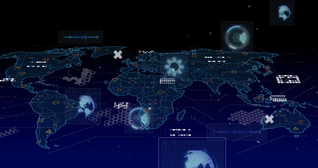 Digital Interface Showing Global Network Connections