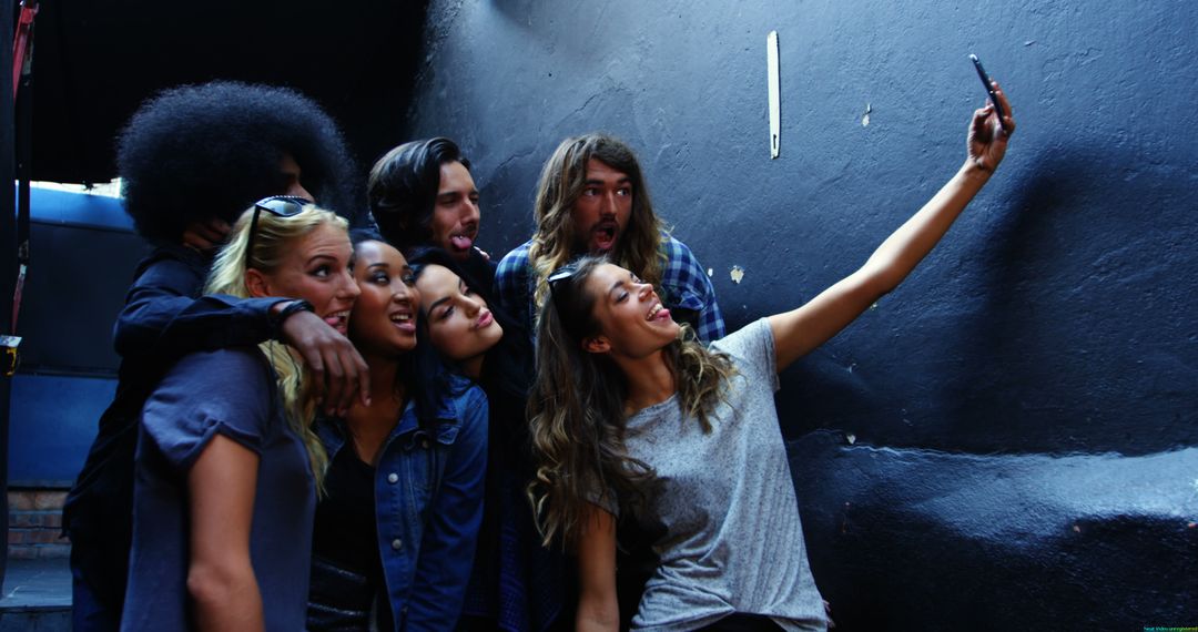 Diverse Friends Taking Selfie Outside Pub Celebrating Free Time - Free Images, Stock Photos and Pictures on Pikwizard.com