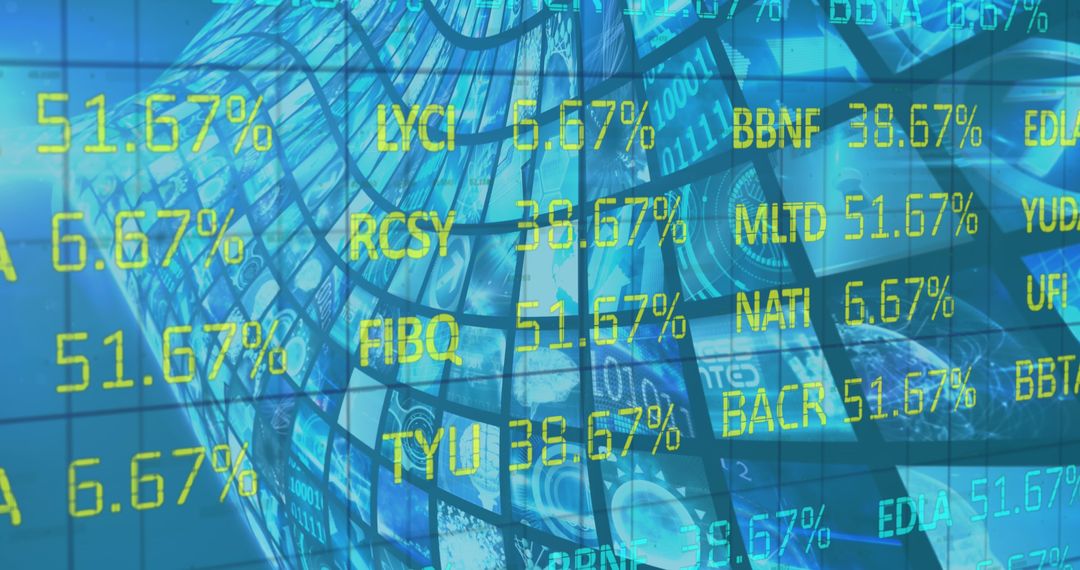 Stock Market Data Display on Digital Screens with Global Connections
