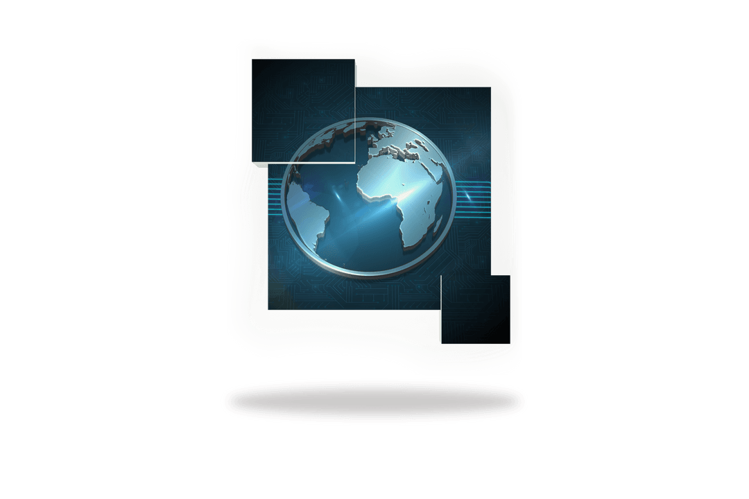 Transparent Earth in Digital Frame with Abstract Technological Background