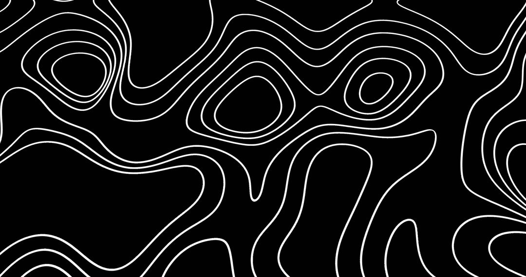 Abstract white contour lines on a black background