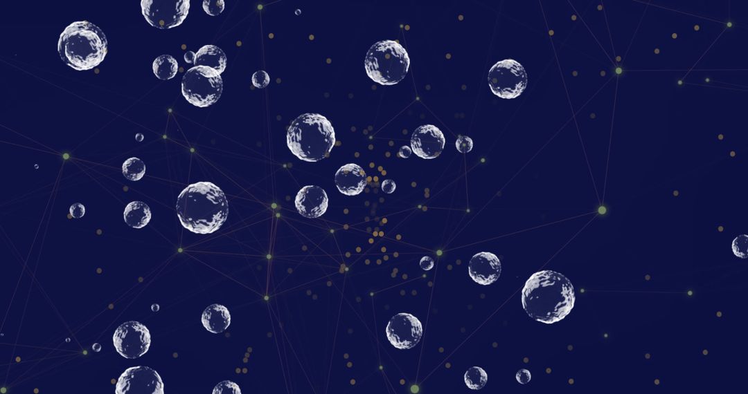 Digital Network Background with Floating Transparent Bubbles