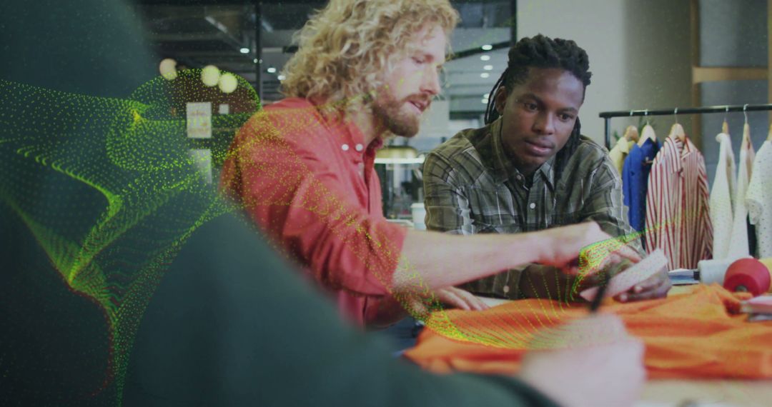 Collaborative Fashion Design Team Reviewing Fabric Samples