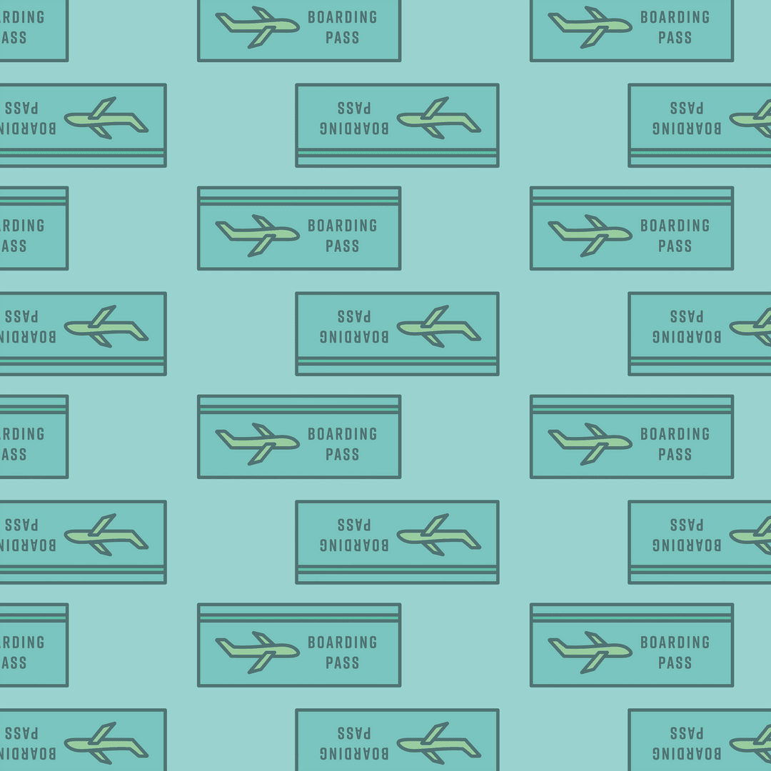 Transparent Boarding Pass and Airplane Pattern Illustration for Travel Design
