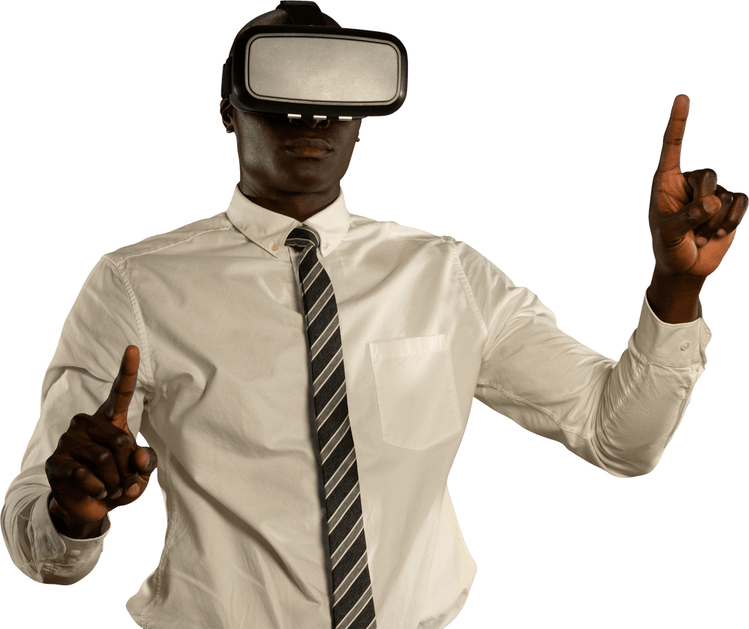 Transparent virtual reality experience with enthusiastic user interacting