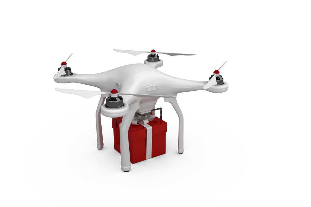 Quadcopter Drone with Gift Box Isolated on Transparent Background - Download Free Stock Images Pikwizard.com