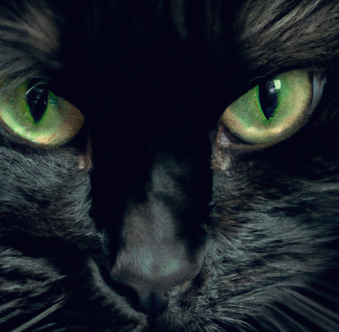 Close-up of Green-eyed Black Cat Displaying Intensity - Free Images, Stock Photos and Pictures on Pikwizard.com