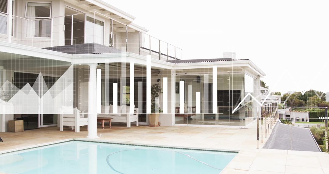 Modern House with Financial Graphs in Data Analytics Concept