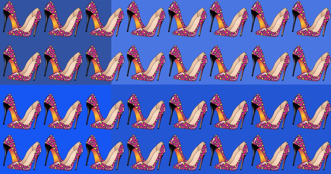 Colorful High Heel Pattern on Blue Abstract Background - Free Images, Stock Photos and Pictures on Pikwizard.com