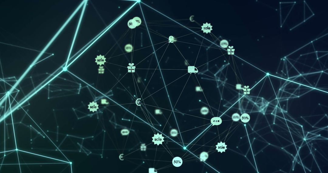 Connected Network with Media Icons Denoting Global Digital Business