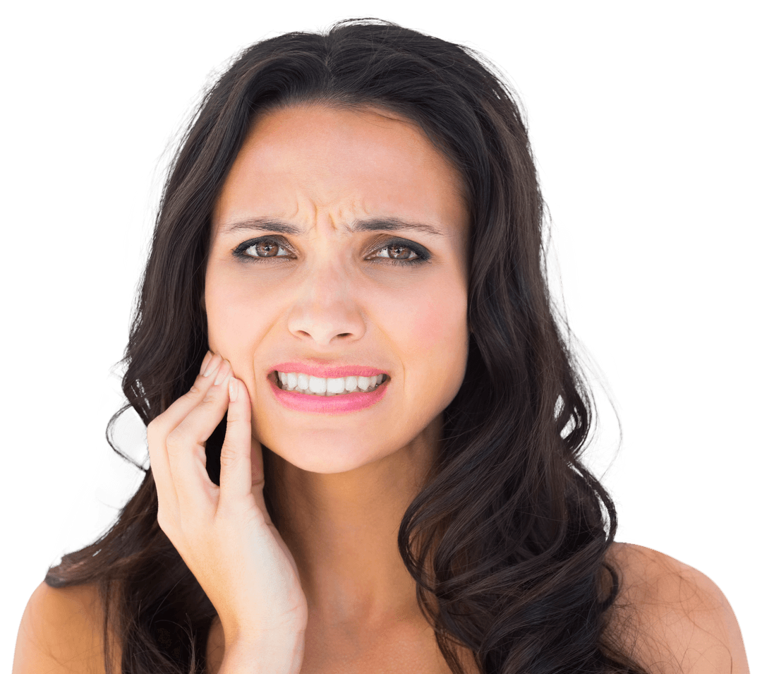 Transparent Woman Suffering from Toothache Close-Up