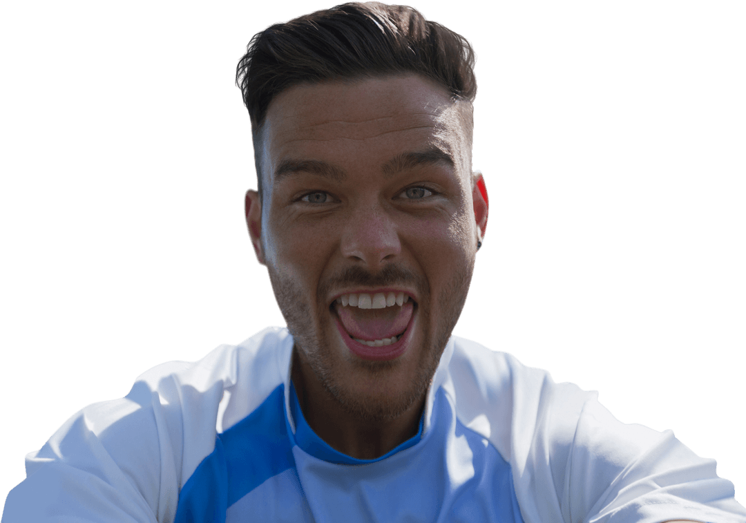 Transparent Background Excited Soccer Player Celebrating Goal