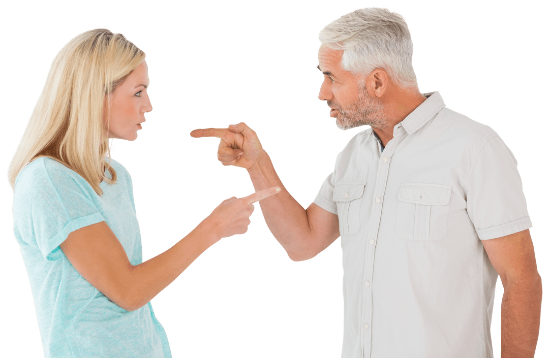 Transparent Argument Between Mature Couple Engaging in Conflict