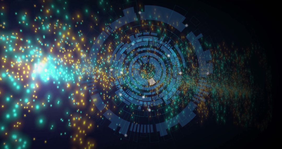 Futuristic Holographic Interface with Vibrant Digital Particles