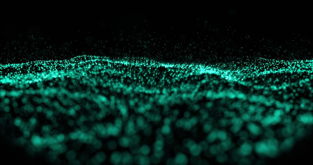 Abstract Green Digital Wave on Black Background