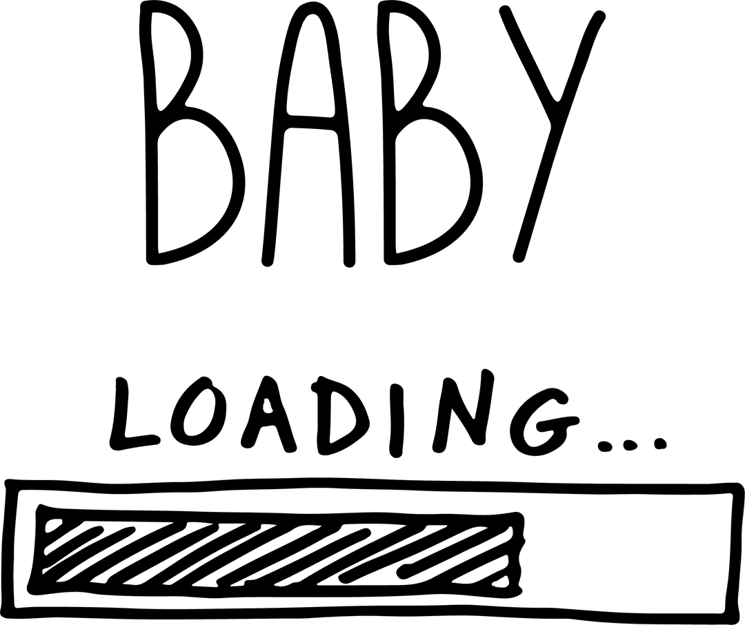 Baby Loading Text Illustration on Transparent Background