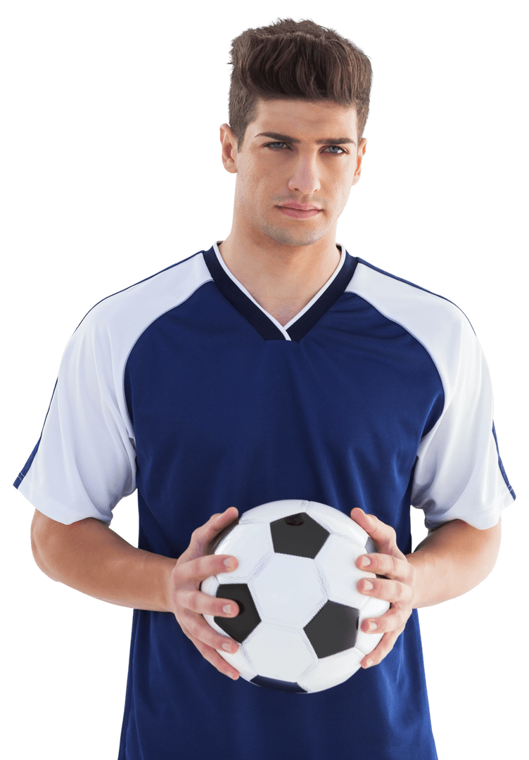Transparent Image of Football Player Holding Soccer Ball